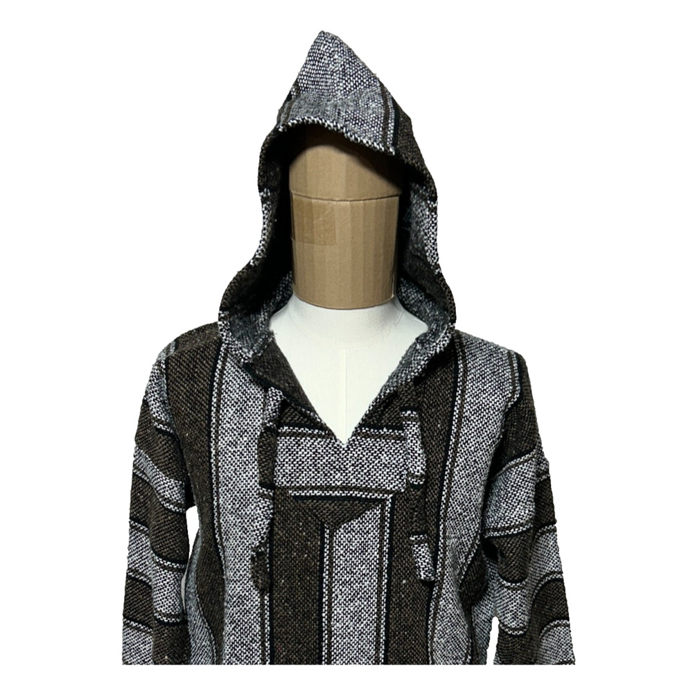 Art-Maz Drug Rug Tapastry Hoodie Mens‎ XL Brown Gray Pockets Pullover